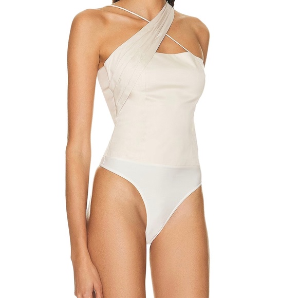 Zeynep Arcay Asymmetric X Cream Colored Bodysuit Sz 6 - Picture 11 of 16